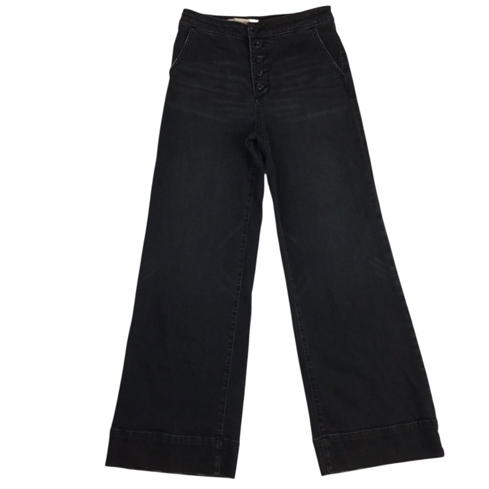 Pilcro & The Letterpress Wide-Leg Jeans Womens 29 Faded Black Denim Cotton Blend